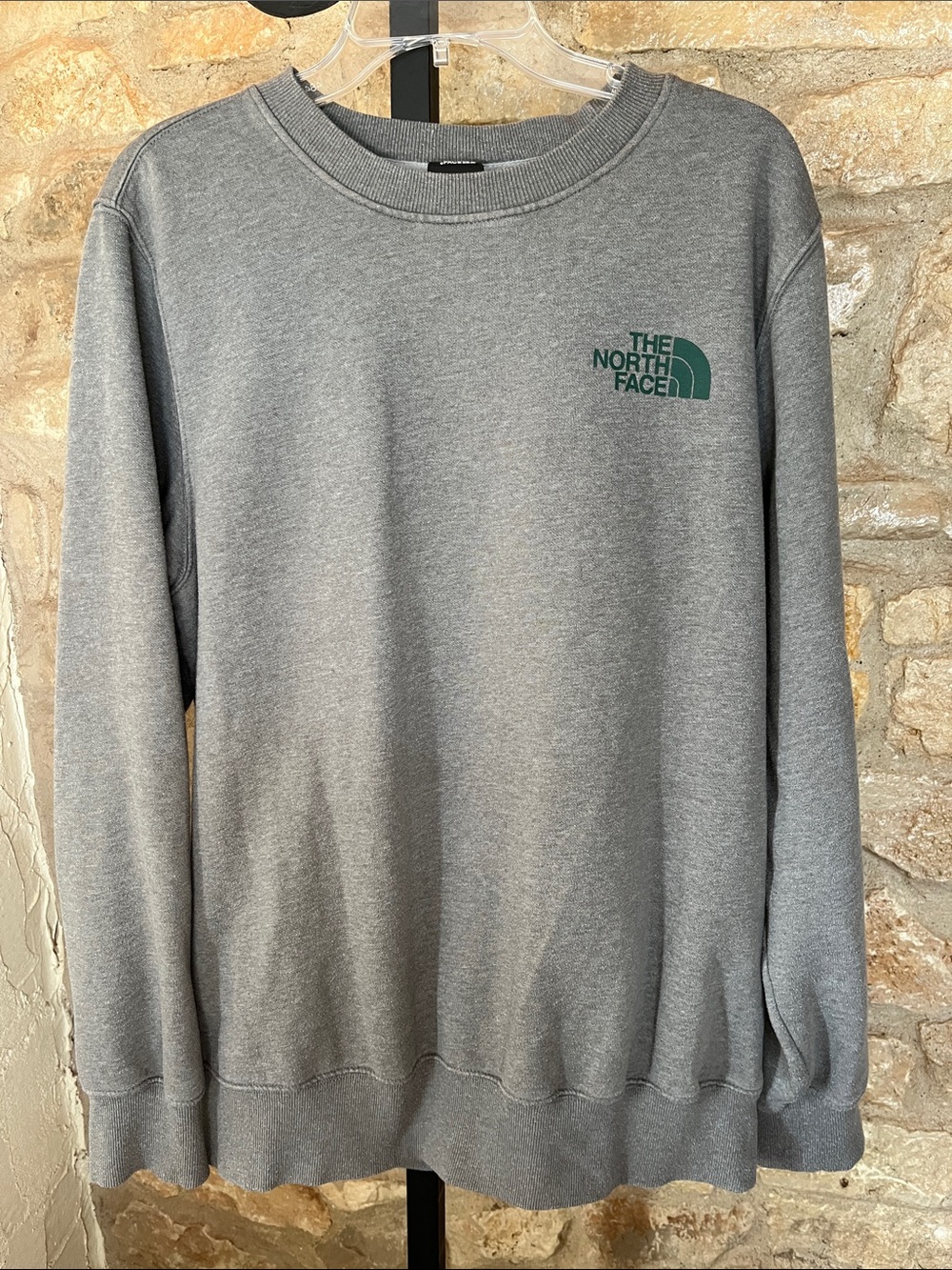 The North Face Gray Crewneck Sweatshirt with Green Logo